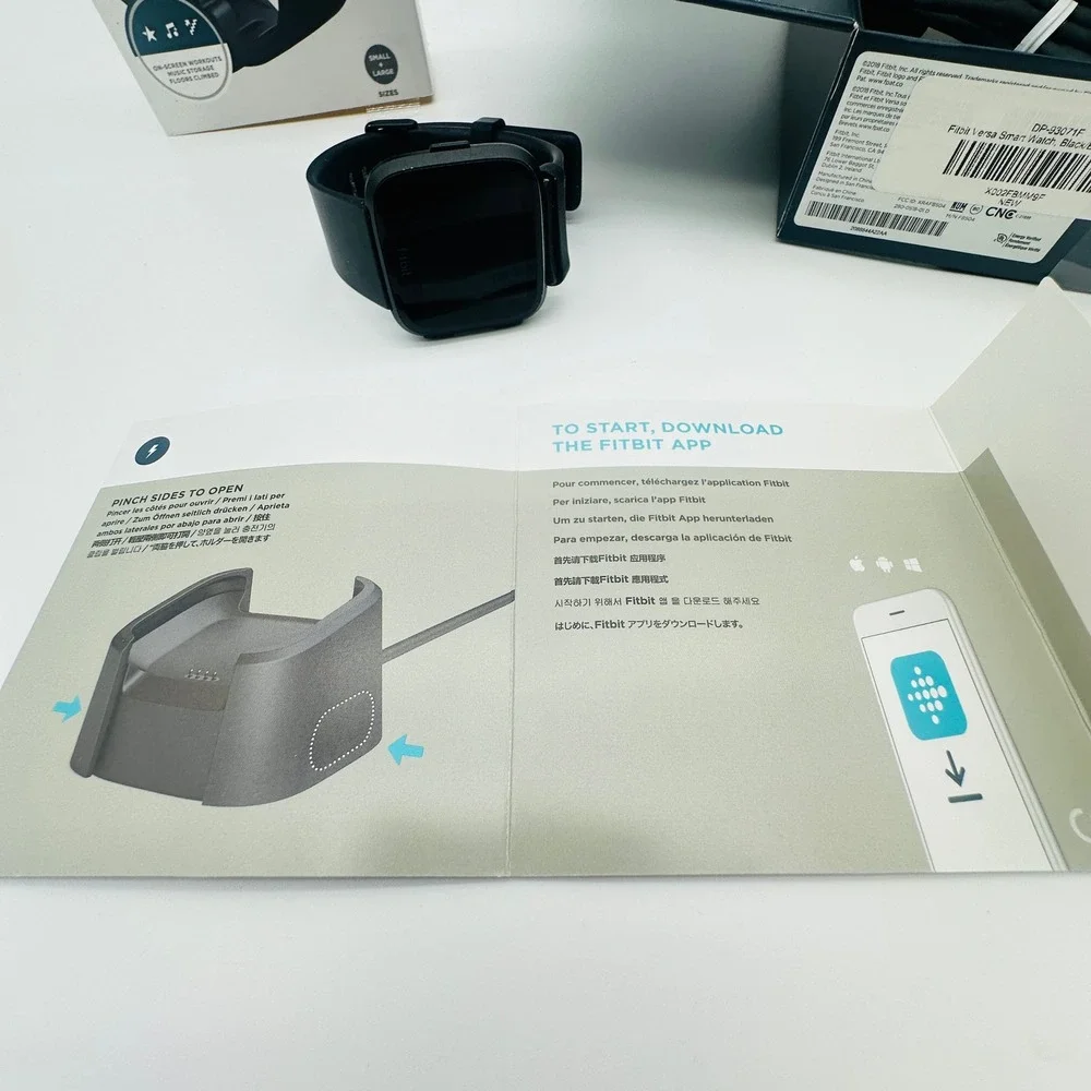 Fitbit Versa Smartwatch Black Black Aluminum Case FB504 Fitness Tracker Tested